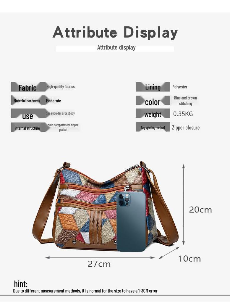 Trendy Color Block Women's Crossbody Bag with Multi-Zipper Design