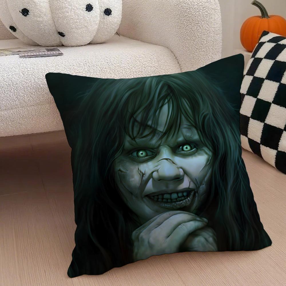 scary movie TThe Exorcistes Cushion Cover Throw Pillow Cover Hidden Button Durable Polyester Chair Cushion