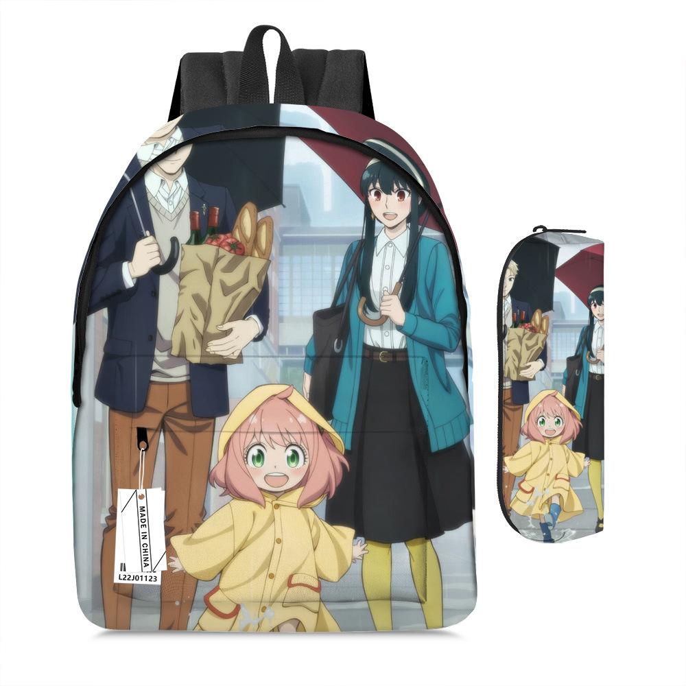 Spy Play House Cartoon Backpack Elementary And Secondary School Children'S School Bag Digital Full Printing Backpack Pencil Case