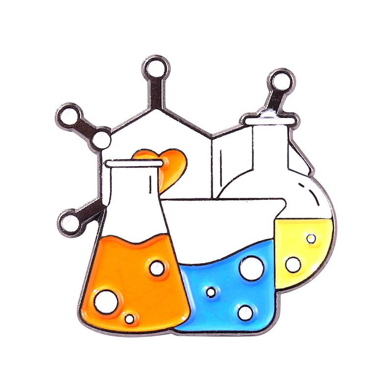 Experimental Flask Fashionable Beaker Badge Crafted From Alloy For Scienceinspired Outfit Decoration