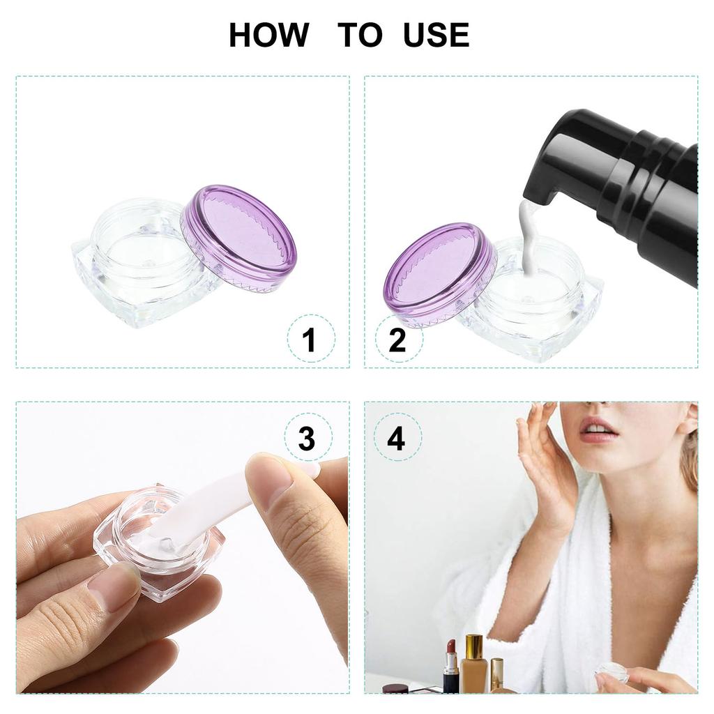 5PCS 2g 3g Empty Small Colorful Covers Clear Plastic Cosmetic Pot Jars with Lids for Face Cream Lip Balm Containers Travel
