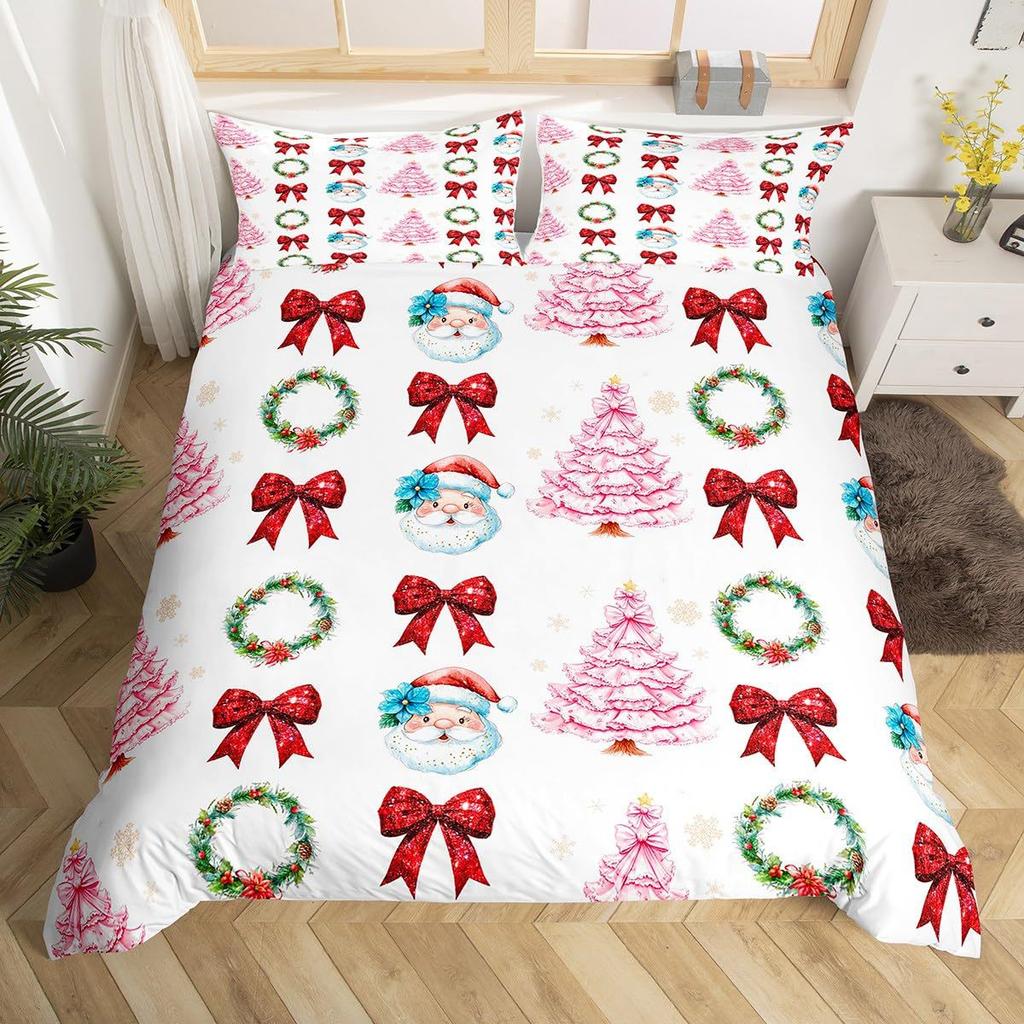 Weihnachtliches Daunendecken-Set Bettwäsche-Set 3-teiliges Bettbezug-Set