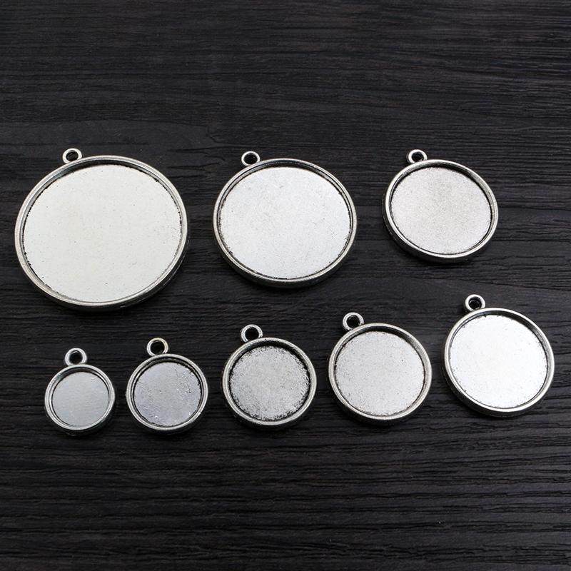 10-20pcs 10/12/14/16/18/20/25/30mm Inner Size Double Side Style Cabochon Blank Base Setting Charms Pendant Tray DIY Jewelry