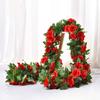 220CM Sztuczny Girlanda z Kwiatów Róży 16 Głów Odporna na UV Realistyczna Sztuczna Rattanowa Winorośl Dekoracja Wisząca na Ślub i Przyjęcie Symulacja Kwitnienia
