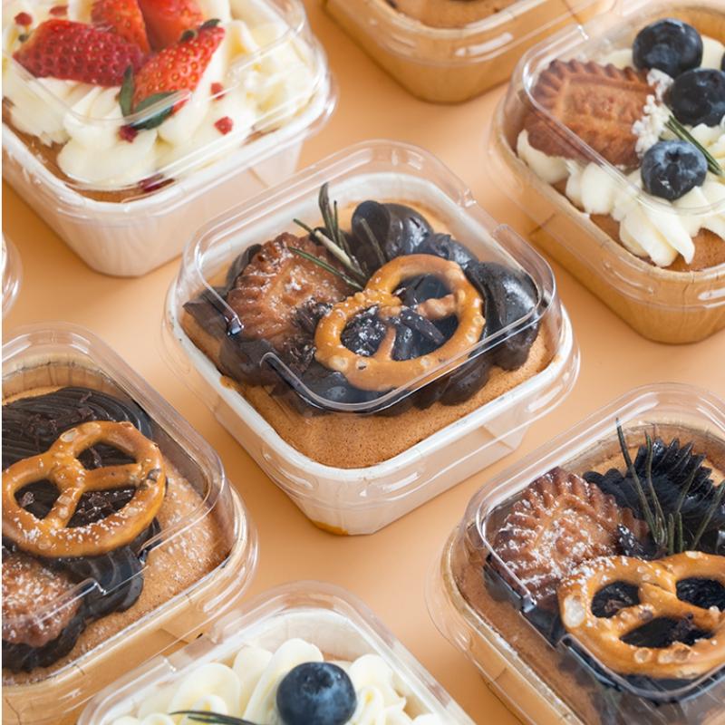 10pcs/Set Cupcake Molds with Lids, Heat-Resistant Square Baking Cups Bread Packaging Boxes for Home, Restaurants, and Bakeries