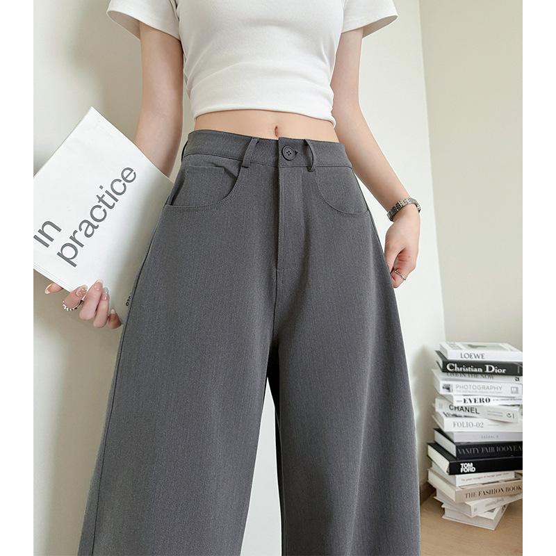 

Suit Pants Women s Spring and Summer New Drape and Thin Straight Pants Casual High-end American Wide-leg Pants XL