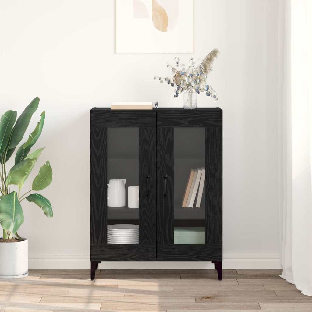 Sideboard In Black Oak Look 69.5 X 34 X 90 Cm