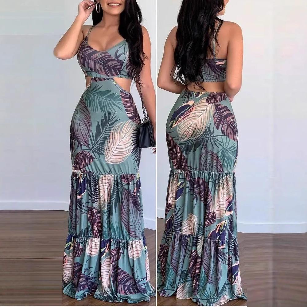 2026 Spring Casual Women's V-neck Pencil Dress Strap Long Dress