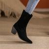 Fashion 2025 New Autumn/winter Women's Boots Pointed Toe Chunky Heel Short Boots Cow Suede Western Boots Shoes for Women High Heels