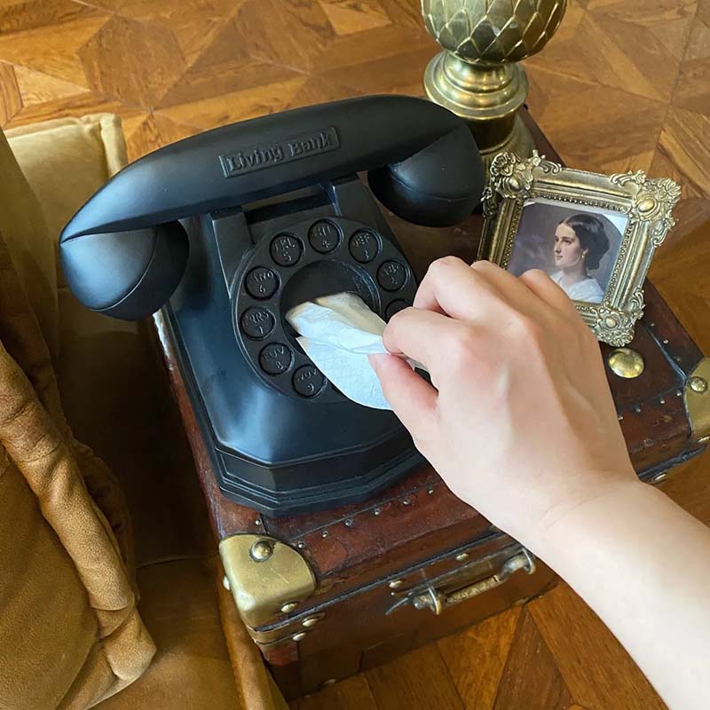 Handgemaakte Retro Telefoon Tissuebox Zwart Scandinavisch Ornament Hotel Woonkamer Aantrekkelijke Tissuehouder Tafel Bureau Decoratie Accessoires Tissuehouder
