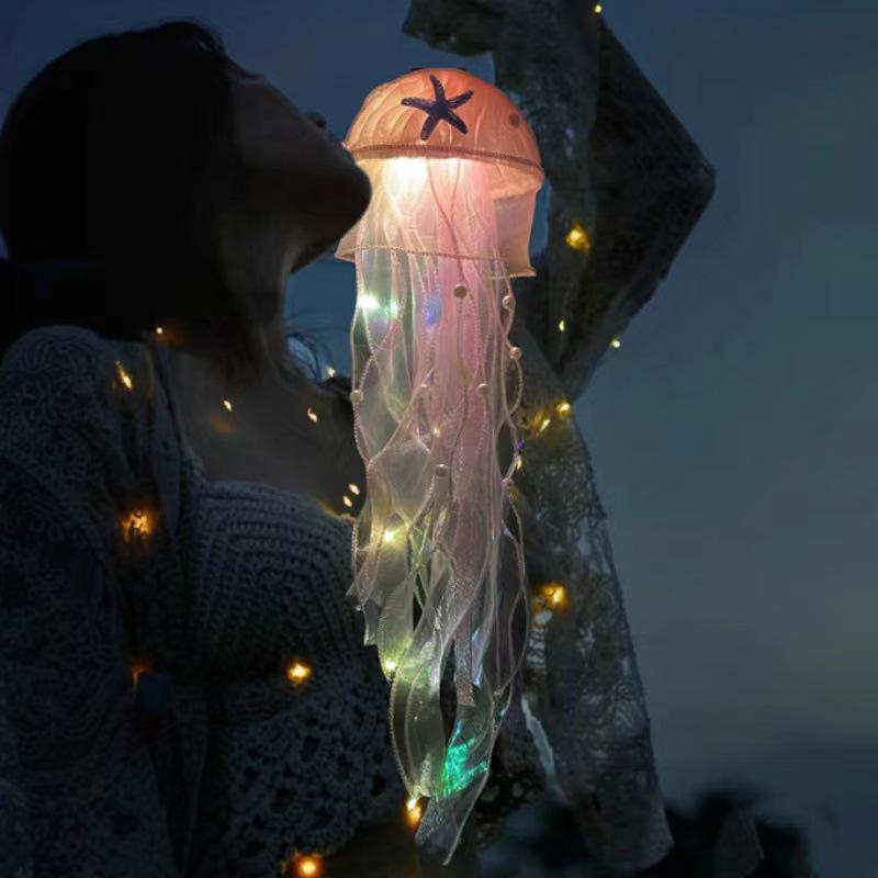 2025 Mid-Autumn Festival Luminous Jellyfish Lantern DIY Kit: Portable Handmade Colored Flower Lantern for Children