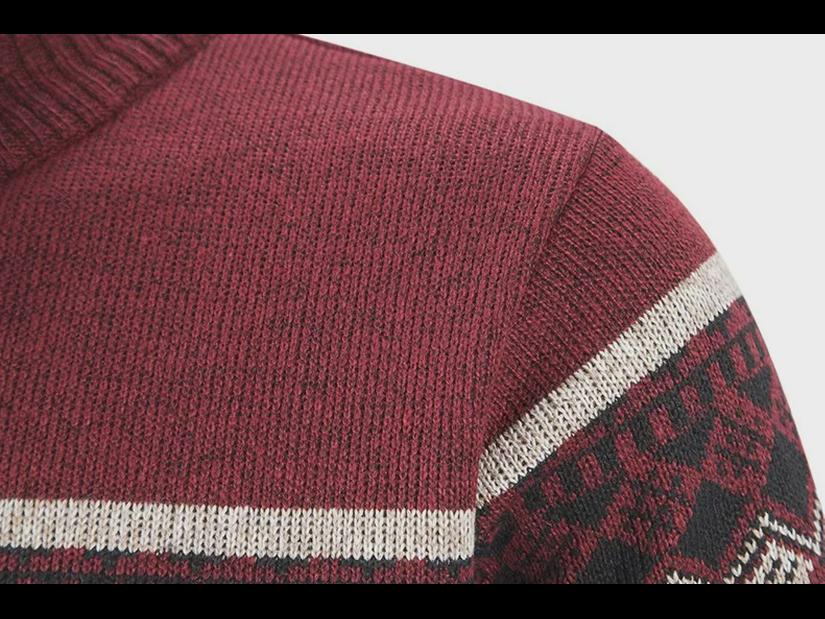 Męski jesienno-zimowy rozpinany sweter kardigan - Gruby splot, kurtka ze stójką, stylowy design