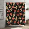 Vintage Floral Shower Curtain Waterproof Bathroom Decor Wall Hanging Black Red Pink Green Leaves Pattern Size 180x240cm