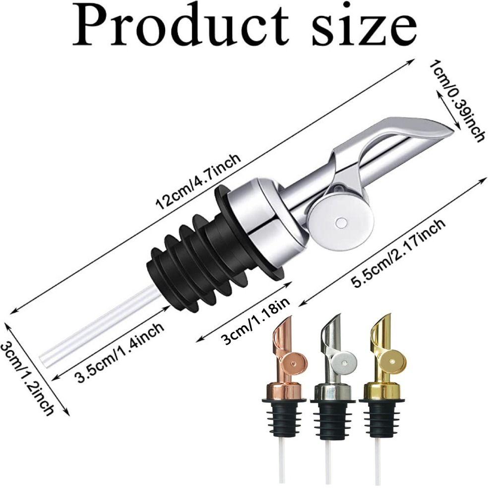 3pcs Auto Flip Weighted Spout Pourer Stainless Steel Flip Top Drink Wine Stopper  Cafe Equipment