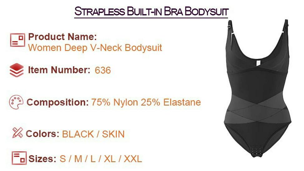 X-Style Bust-Lift & Tummy Control Jumpsuit with Deep V & Seamless Design