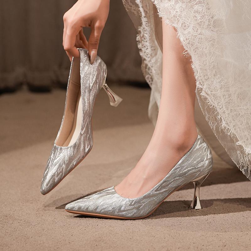 French Sparkly Versatile High Heels - Wedding & Banquet Shoes for Women