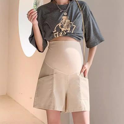 Pantalon de maternité Été Mince Vêtement d'extérieur Soutien du ventre Ne restreint pas le ventre Coton et lin Short cinq points Été Ample Décontracté Pantalon large