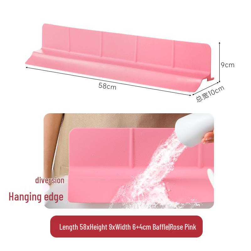 Silicone Non-Slip Sink Splash Guard with Suction Cups - Water Barrier & Separator