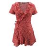 Summer Women's Floal A-Line Dress Sweet Elegant Floral Ruffles V-neck Bandage Short Dress for Lady Chic Flowers Mini Dress