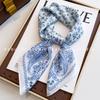 70x70cm Lightweight Square Scarf Women Polka Dot Print Silk-Like Wrap Neck Tie Hair Band Fashion Accessory
