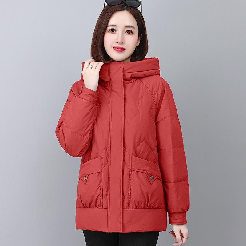 

Женское зимнее хлопковое пальто с капюшоном 2024: Модная куртка высокого класса для шикарного, молодежного образа XL (123-136 lbs)