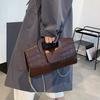 Crocodile Grain PU Leather Handbag for Women Vintage Large Capacity Evening Bag Simple Elegant Party Clutch Bag Shoulde