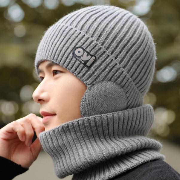 Woolen Hat for Men In Winter Windproof Large Brim Warm and Cold Hat New Knitted Hat Autumn and Winter Cold Proof Hat for Men