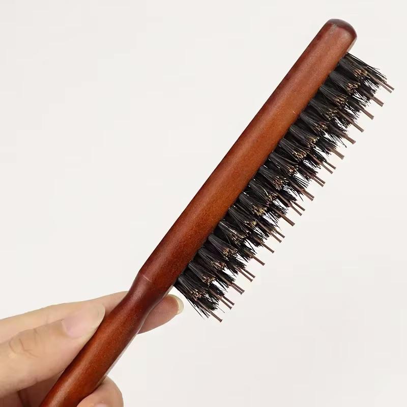3pcs Bristle Teasing Hair Brush Wooden Handle Barber Salon Brushes Anti-static Rat Tail Combs For Hair Edge Control Styling Comb