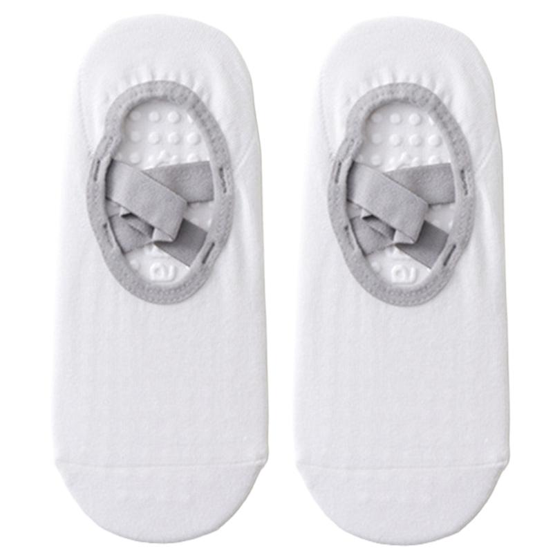 1 Pair Women Nonslip Grip and Straps Bandage Cotton Yoga Socks Low Cut Socks for Pilates Barre Ballet Barefoot Workout