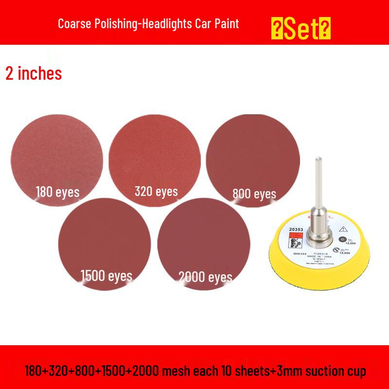 Round Self-Adhesive Sanding Discs Set: 1-4 Inch Polishing Pads for Glass Grinding