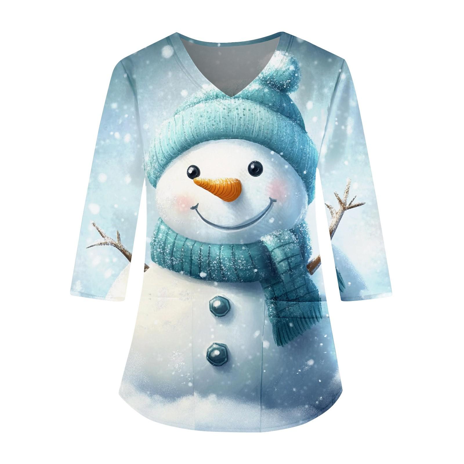 

Модные женские комбинезоны с V-образным вырезом и рукавами 3/4, карманы, рождественские принты, свободные топы XXXXL красный