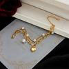 Gold Plated Stainless Steel Double Layer Pearl Heart Charm Bracelet For Women