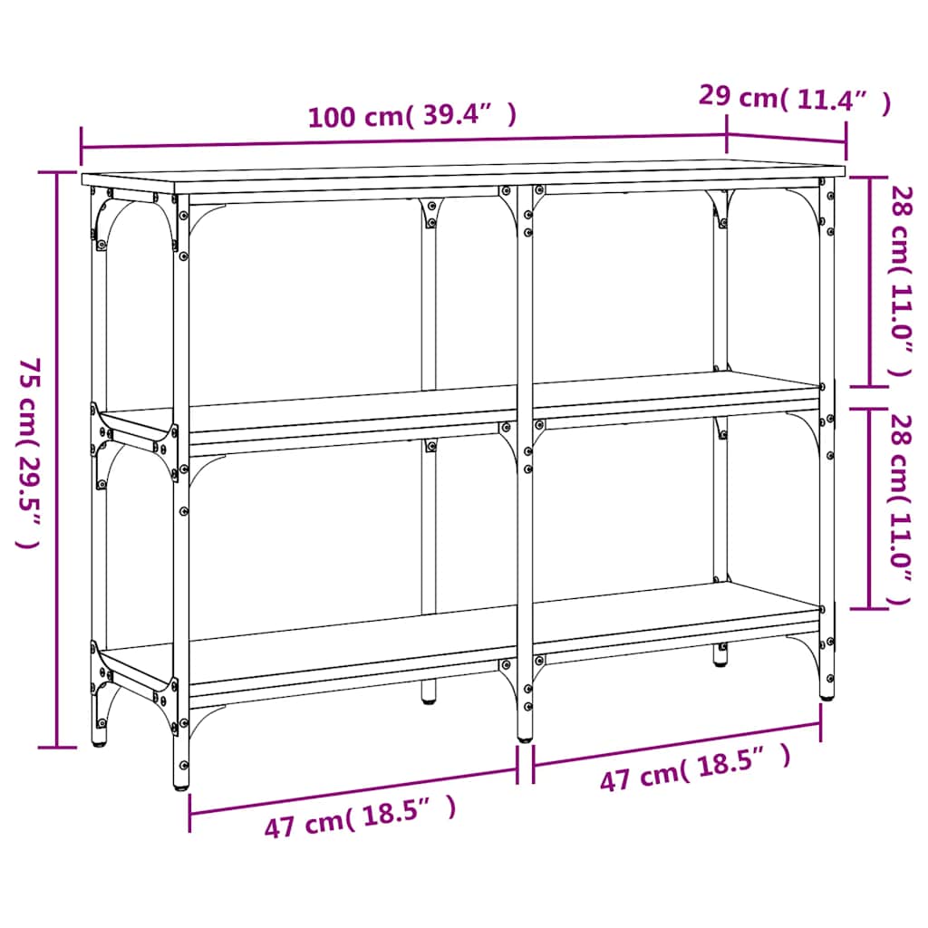 Console Table Brown Oak Effect 100x29x75 cm Particleboard
