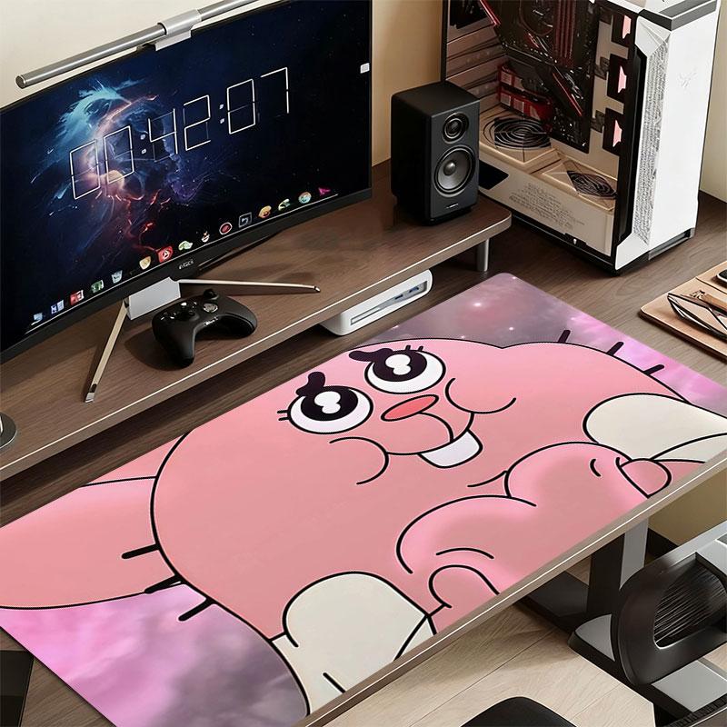 Richard Watterson Mauspade, Große Gaming-Schreibtischmatte, Rutschfestes XXL-Mauspad für Laptop & Tablet, Mini-PC-Spielmatte mit genähten Kanten