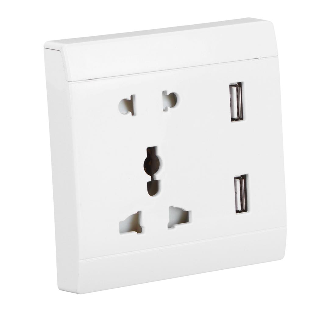 13A Multifunctional Wall Power Outlet Socket with 2 USB Port Home Improvement 110/