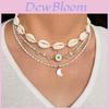 Pearl Necklace Women Beach Vacation Shell Pendant Geometric Layered Jewelry For Summer