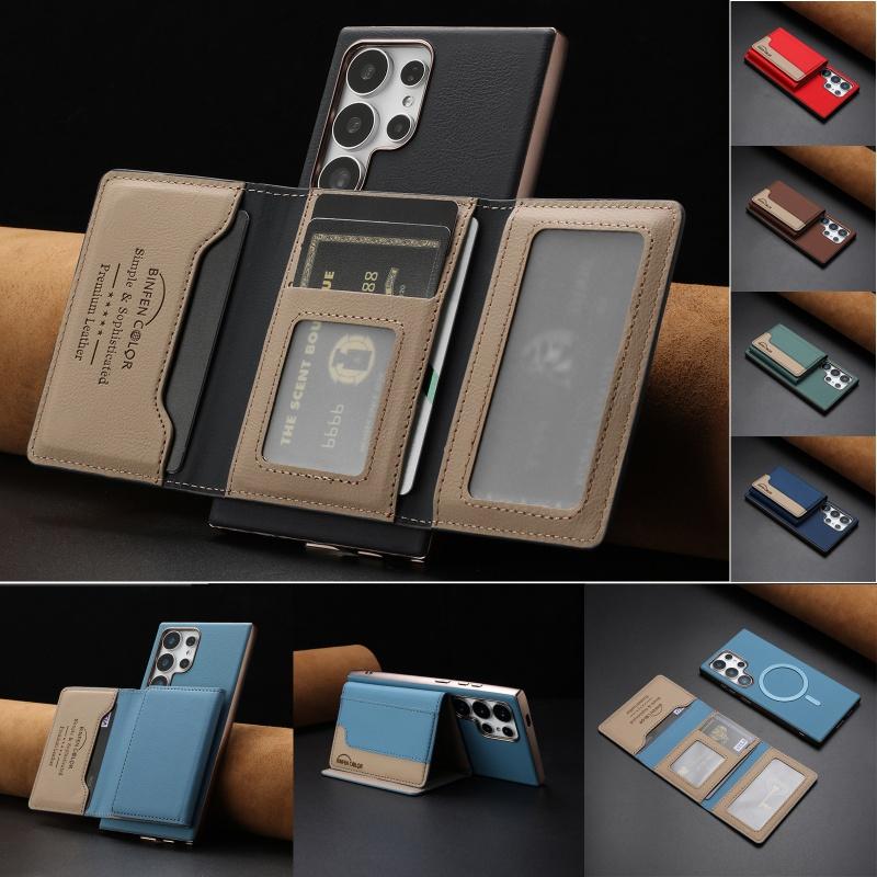 Custodia a Portafoglio Magnetica 2in1 Staccabile per Telefono con Porta Carte per Samsung Galaxy S25 Ultra S24 FE S23 Plus S22 S21 A56 A36 Copertura Flip in Pelle