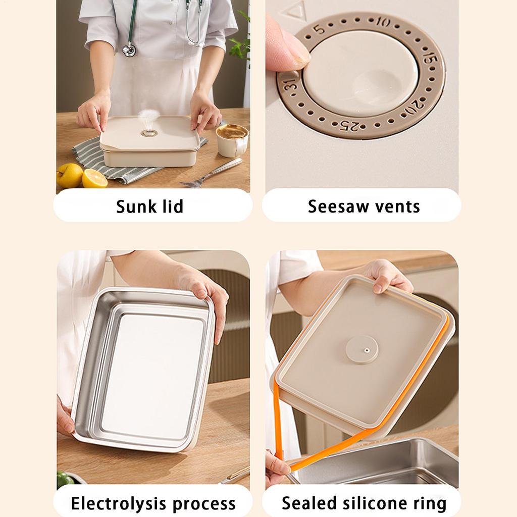 Food Storage Stainless Steel Microwave Safe Box Portable Food Container For Daily Outdoor Travel Family School Home Work Picnic