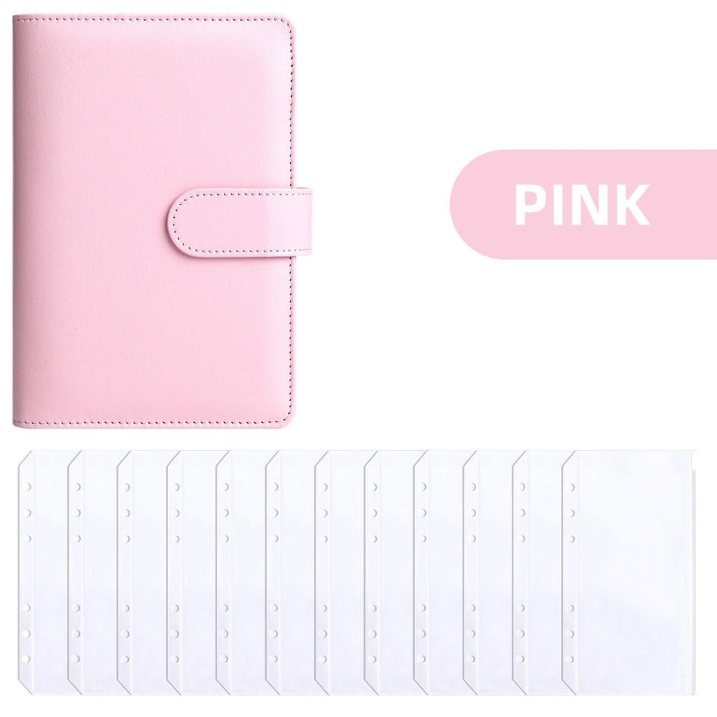 A6 Macaron PU Leather Zipper Budget Notebook with Detachable Loose-Leaf Pages