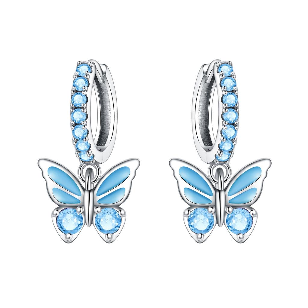 S925 Silver Exquisite Butterfly Hoop Earrings With Sparkling Zircon Dragonfly Design Elegant And Versatile Accessory