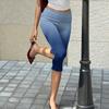 Women’s Slim Fit Printed Ruched Capris Pants Stretchy High Waist Cropped Trousers for Casual and Daily Wear