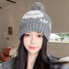 New Cute Jacquard Frog Fur Ball Woolen Hat for Women Autumn and Winter Warm Ear Protection Knitted Hat for Men