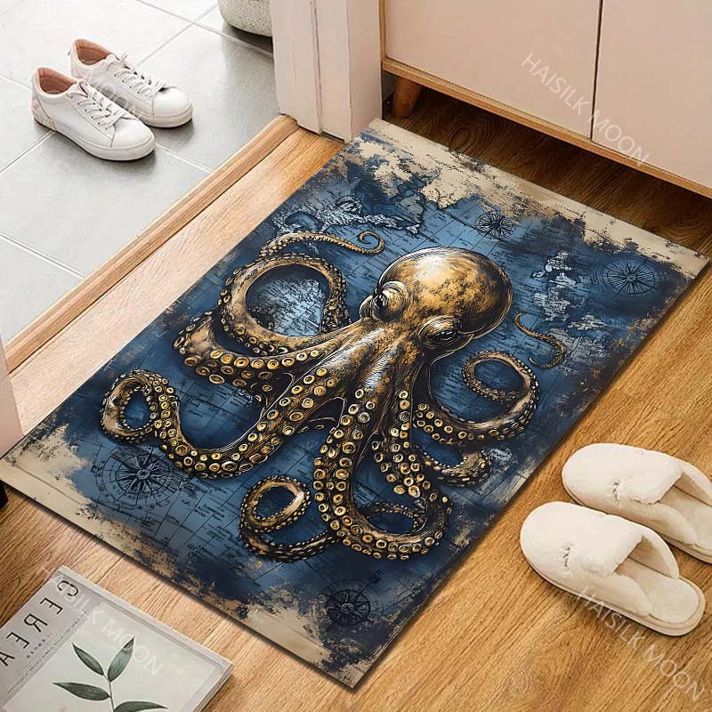 Multiple Sizes Vintage Octopus Map Background Carpet for Living Room Bedroom Sofa Home Decor Rus Non-slip Floor Mat Luxury Gift