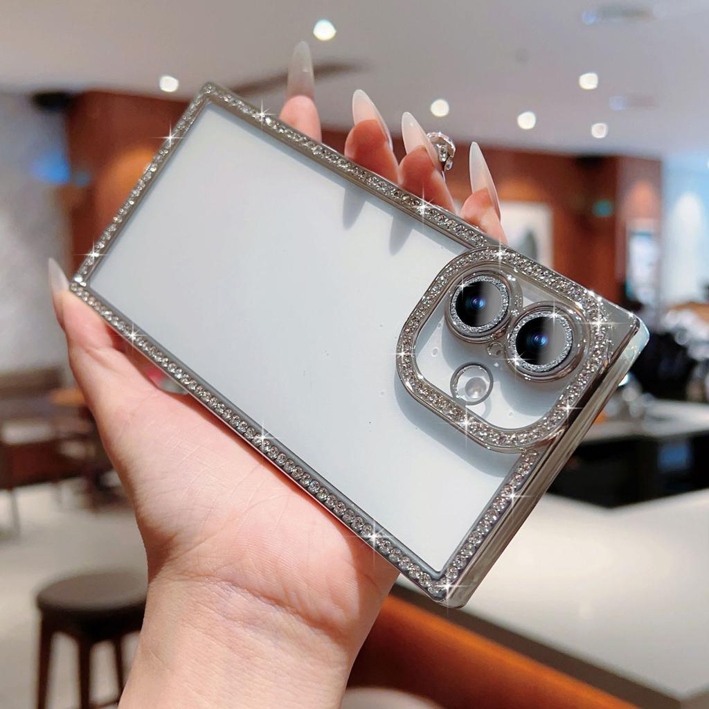 Applicable to IP16 side diamond premium mobile phone case, foreign trade new Apple 17 lens all-inclusive electroplating diamond-encrusted mobile pho