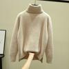 Women Knitting Sweater Turtleneck Long Tops Side Sleeve Thickened Knitting Split Hem Imitation Mink Pullover Sweater
