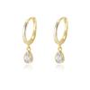 Fashion Jewelry 925 Sterling Silver Minimalist Small Earrings Oval Shape Drop Diamond Earrings Gold Plated Hoop Earrings Women