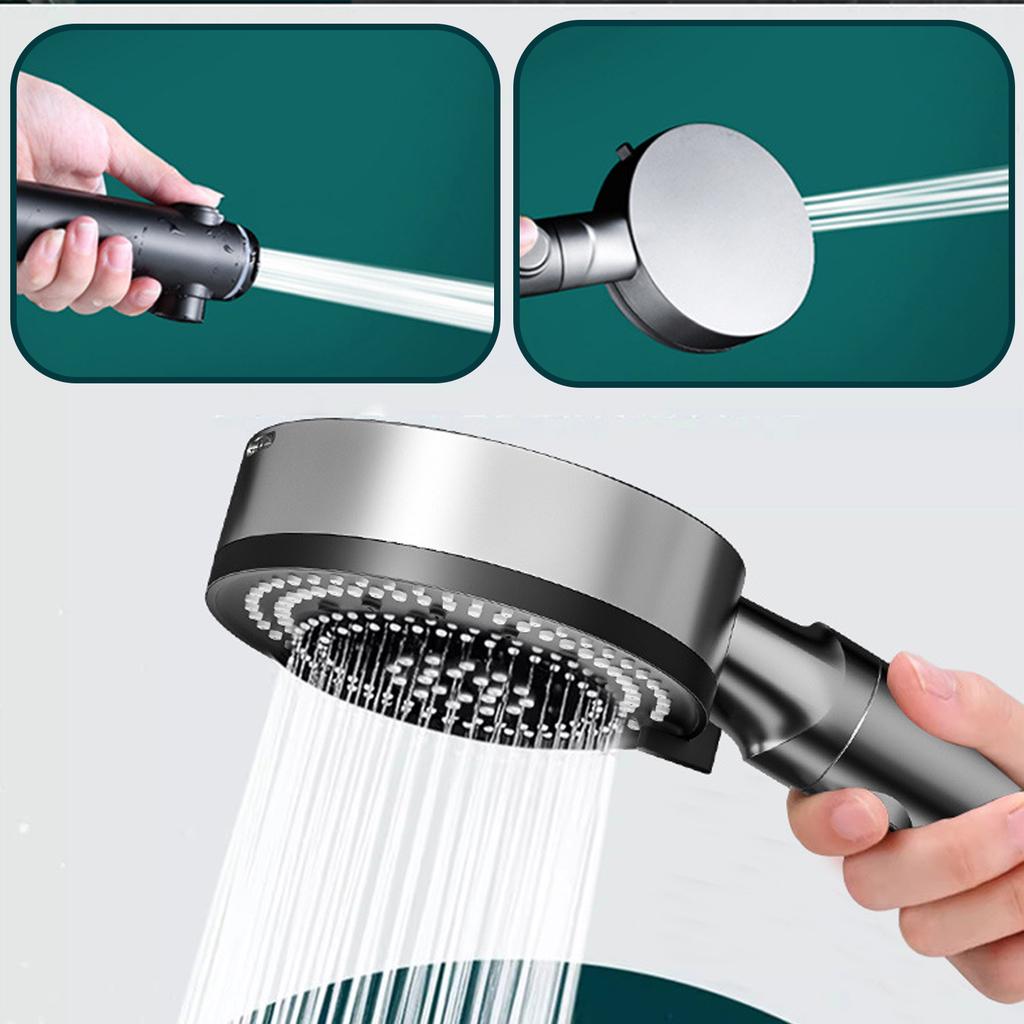 High Pressure Shower Head 5 Modes Handheld Adjustable Showerhead with Hose Water Saving One-Key Stop Spray Nozzle