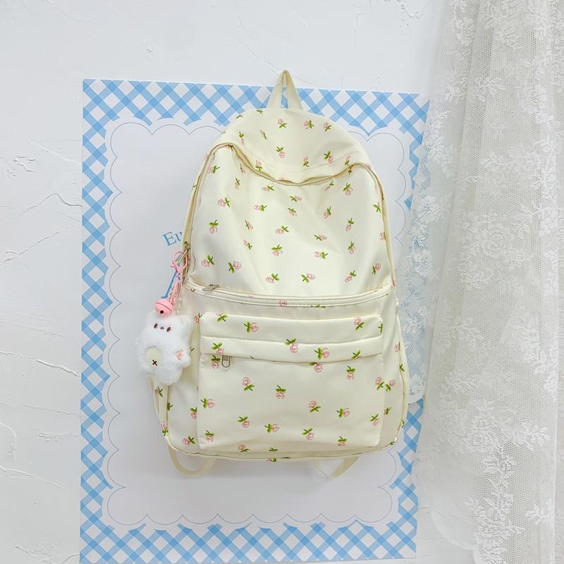 Japanese Floral Soft Girl Sweet Girl Backpack Female Korean Version Schoolbag Ins Niche Style Junior High School Class Backpack