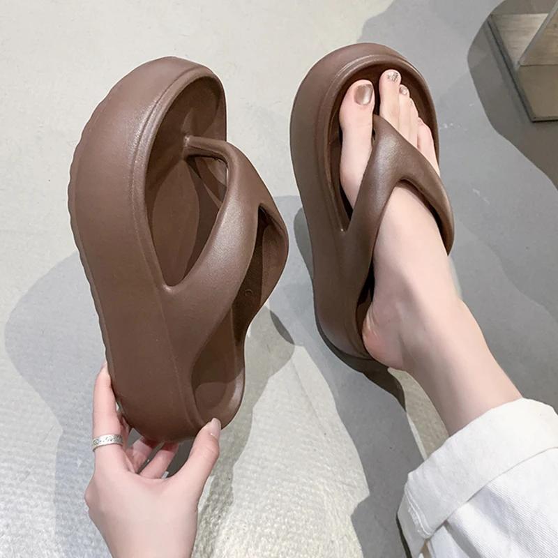 Fashion Summer Eva Platform Flip Flops for Women 2025 Non Slip Clip Toe Beach Slippers Woman Comfortable Thick Bottom Slides Sandals