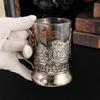 Vintage Russisch-Stil Whiskeyglasbecher mit Henkel Kreatives Metall-Trinkgeschirr für Partys und Treffen